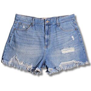 Women's Size 15/32 High Rise Distressed Denim Shorts 100% Cotton Celebrity Pink